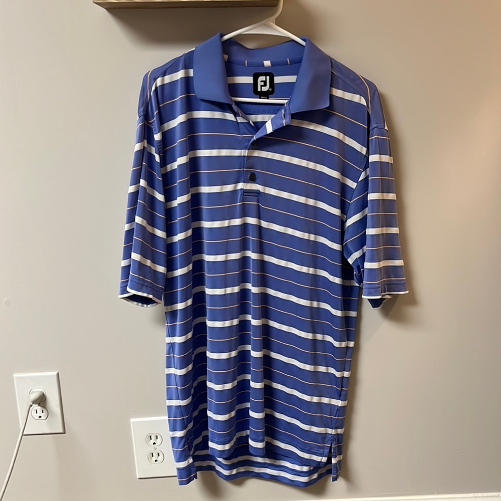 Footjoy Men’s Golf Polo - Blue, Yellow, & White - Sz M